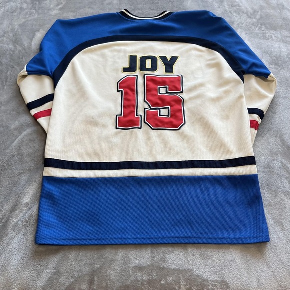 Pixar Shirt Mens Medium Blue Cream Riley Joy Hockey Jersey Inside Out Disney - Picture 3 of 11
